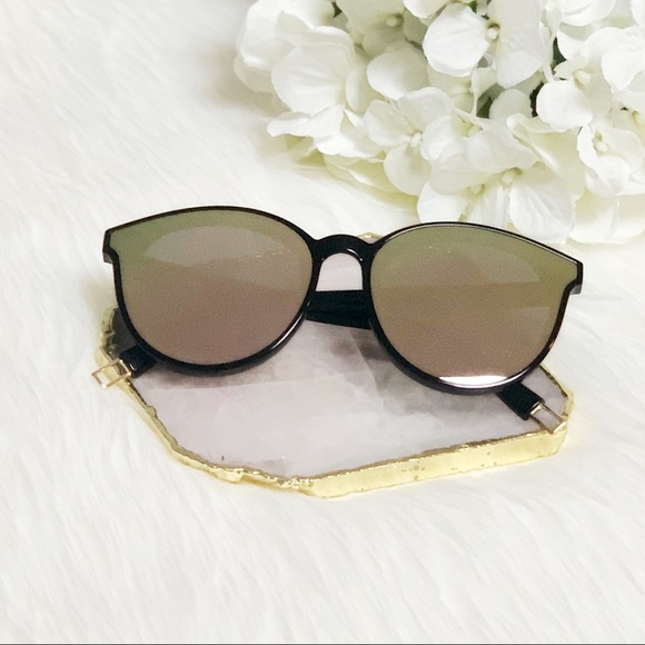 Rose gold mirrored cat eye sunglasses - black - Picture 4 of 7